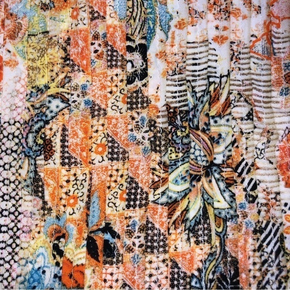 Sanctuary Sleeveless Mixed Print Summer Dress Size S Pleated Tiered Viscose - Picture 10 of 12